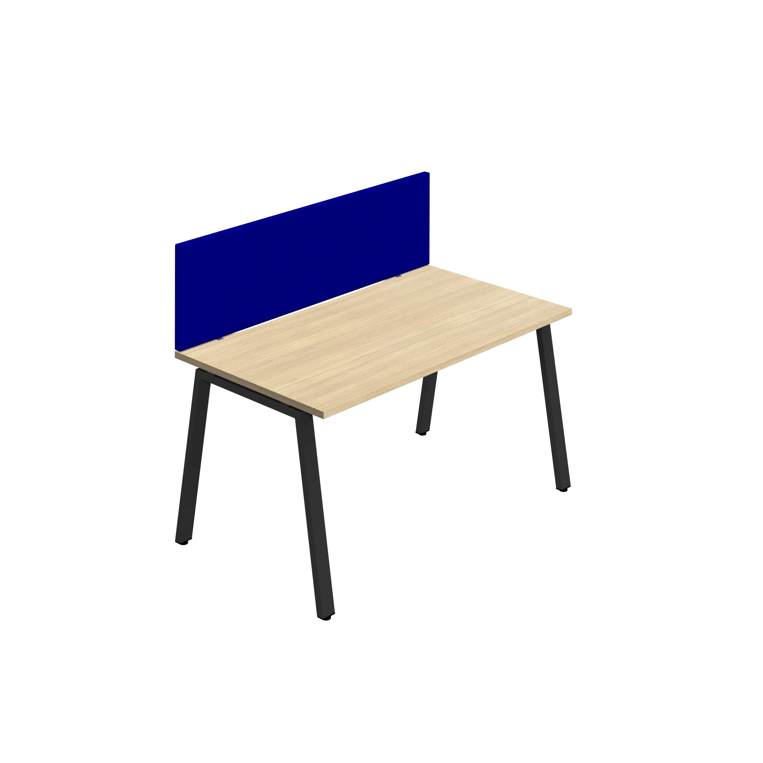 Synergy 1SP Bench Desk|1600X800mm|A-Frame|Nova Oak/Black|Royal Blue Screen