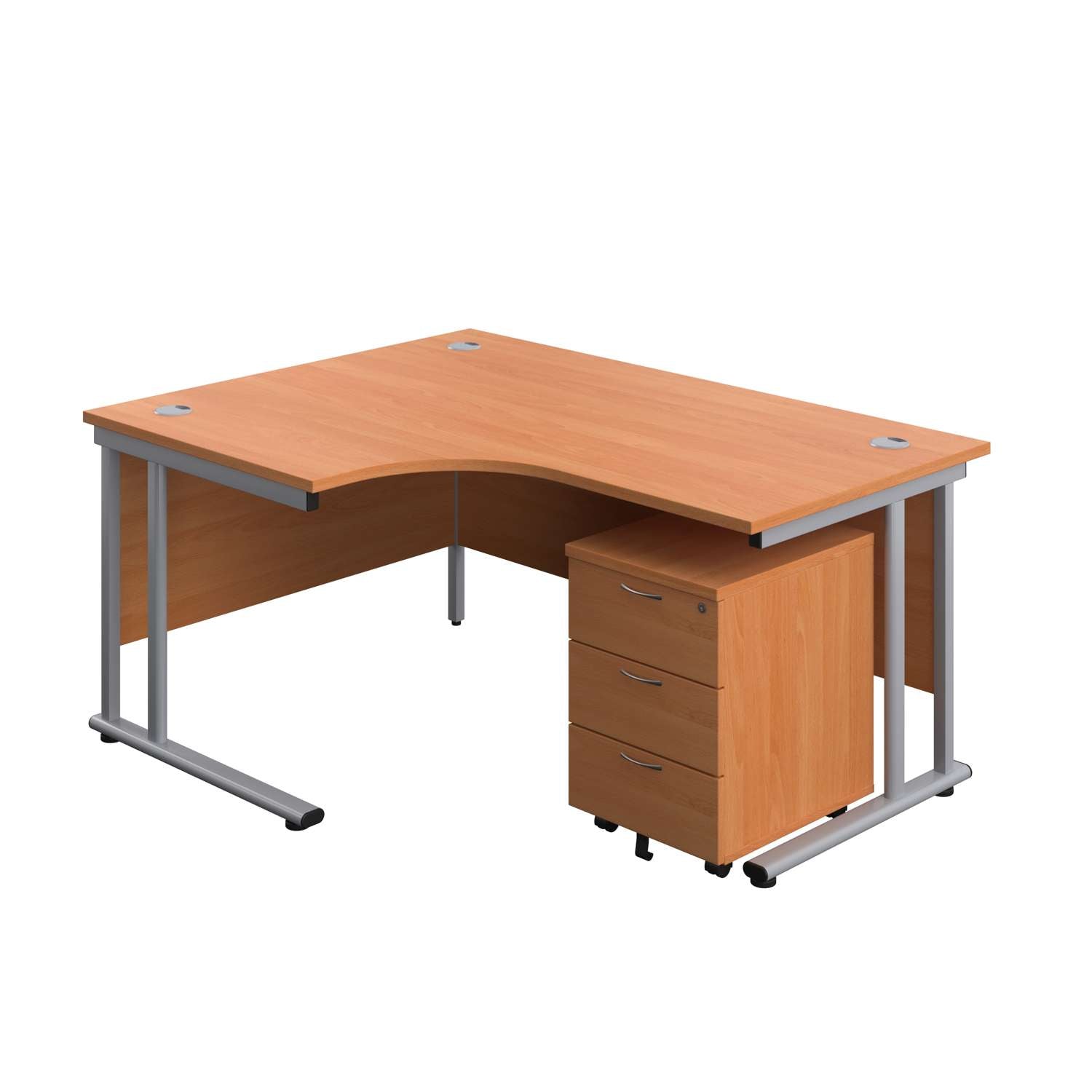 Twin Upright Left Hand Radial Desk + Mobile 3 Drawer Pedestal (FSC)