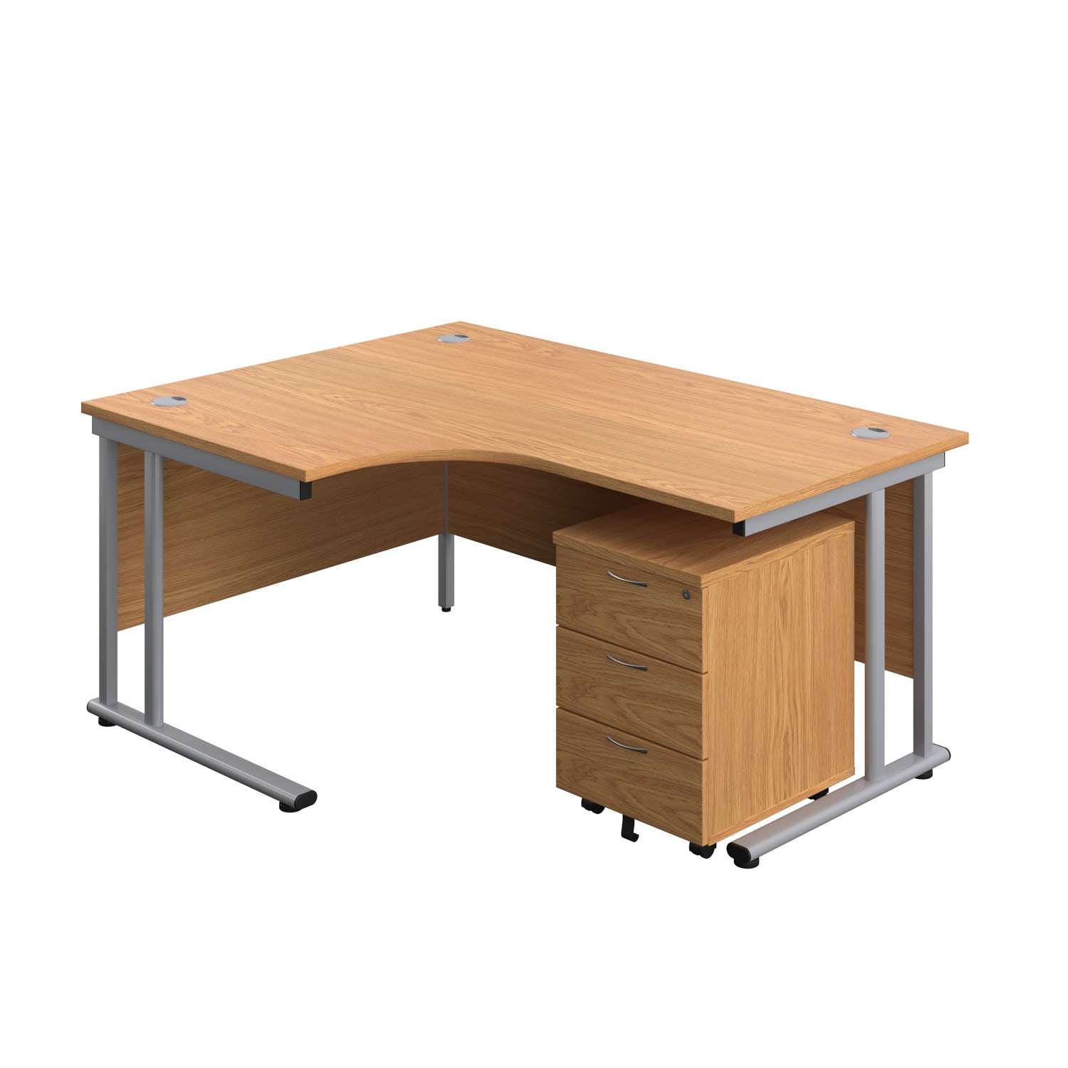 Twin Upright Left Hand Radial Desk + Mobile 3 Drawer Pedestal (FSC)