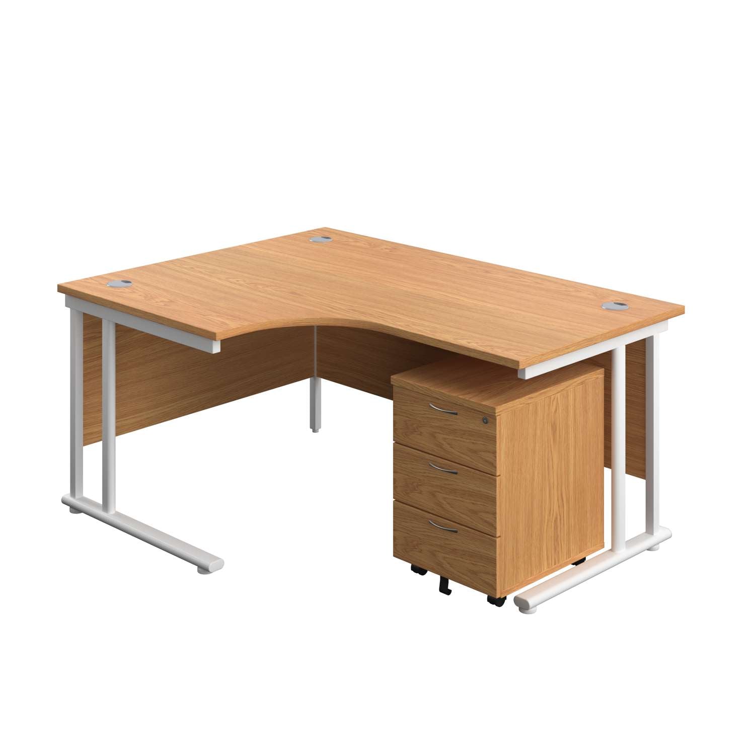 Twin Upright Left Hand Radial Desk + Mobile 3 Drawer Pedestal (FSC)