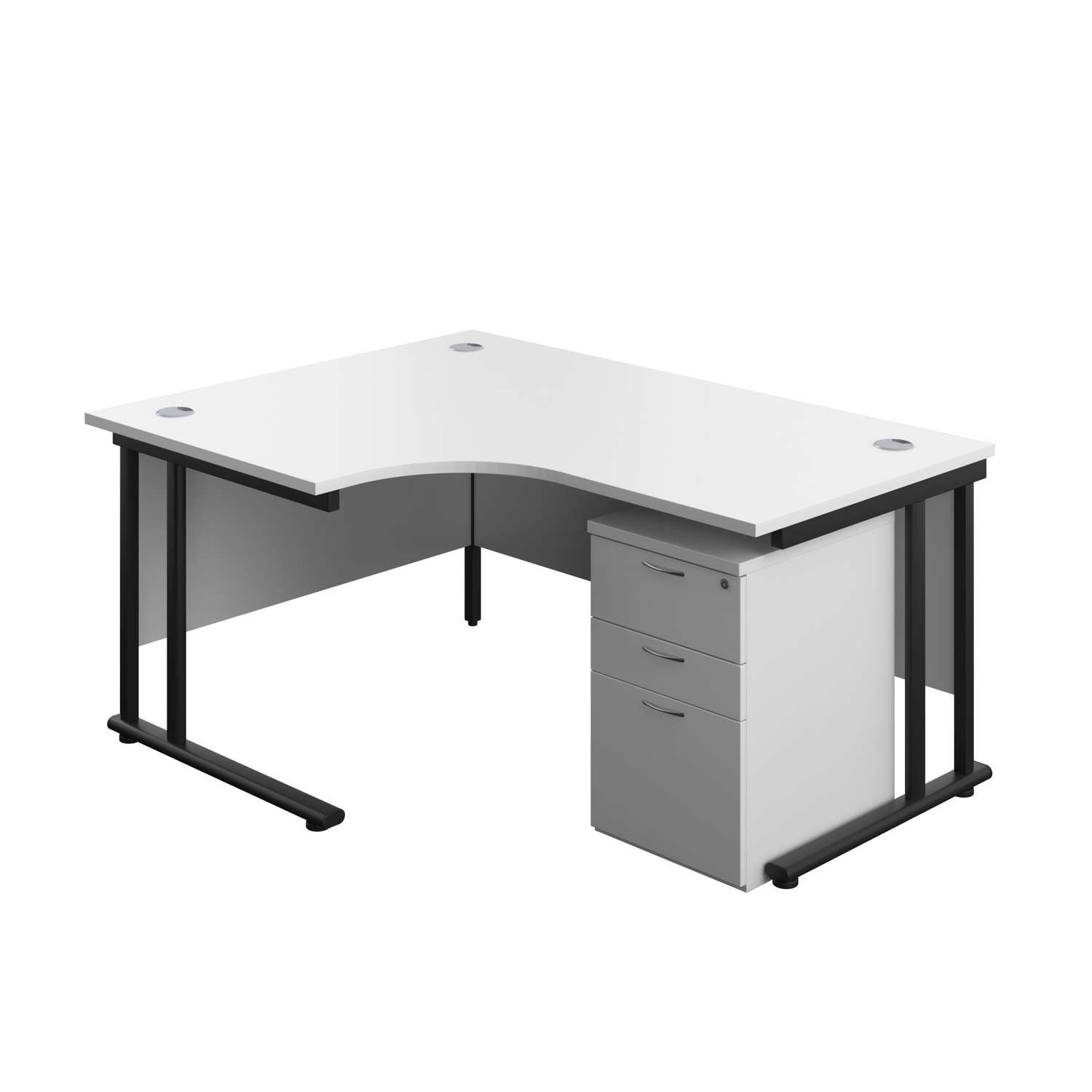 Twin Upright Left Hand Radial Desk + High Mobile Pedestal 3 Drawer (FSC)