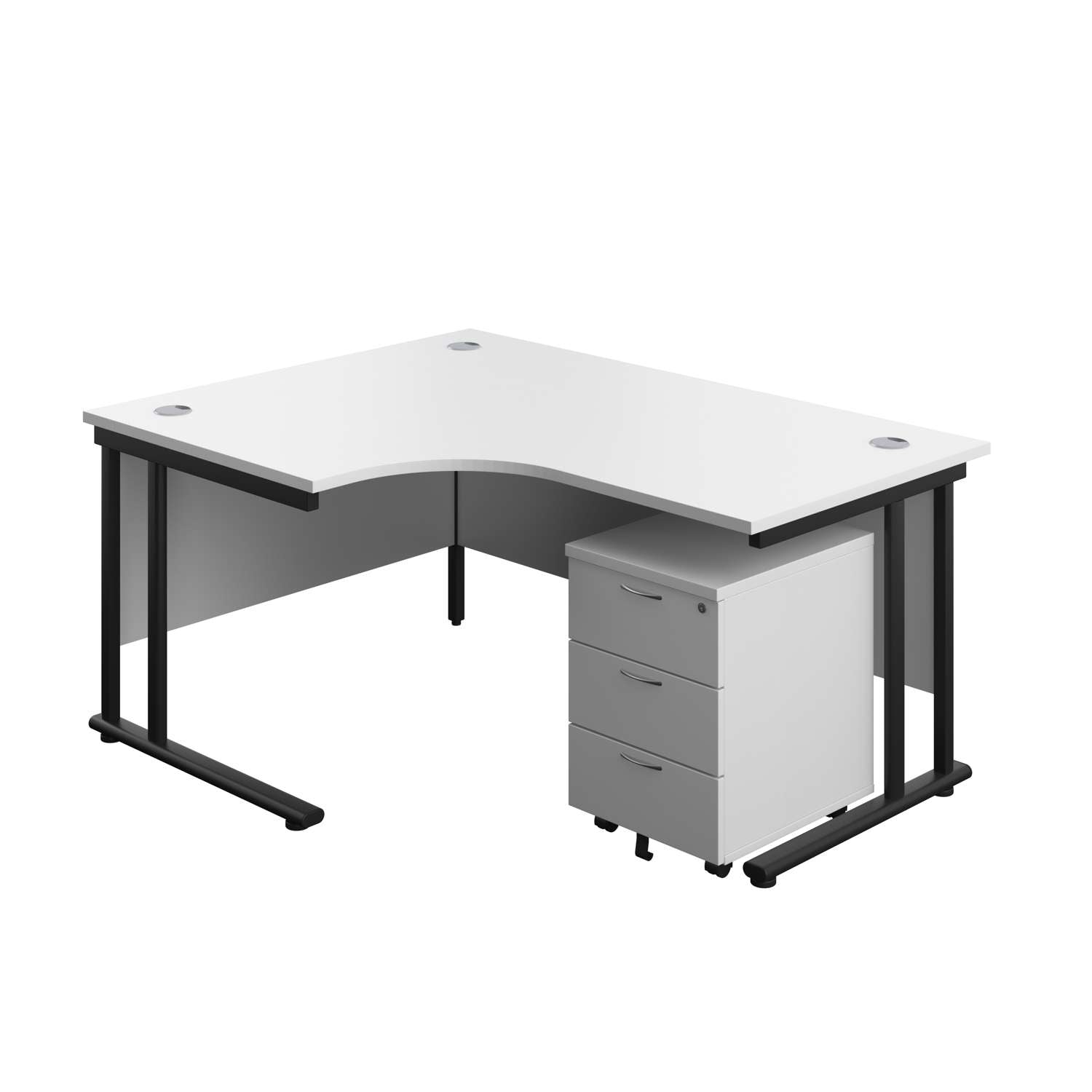 Twin Upright Left Hand Radial Desk + Mobile 3 Drawer Pedestal (FSC)