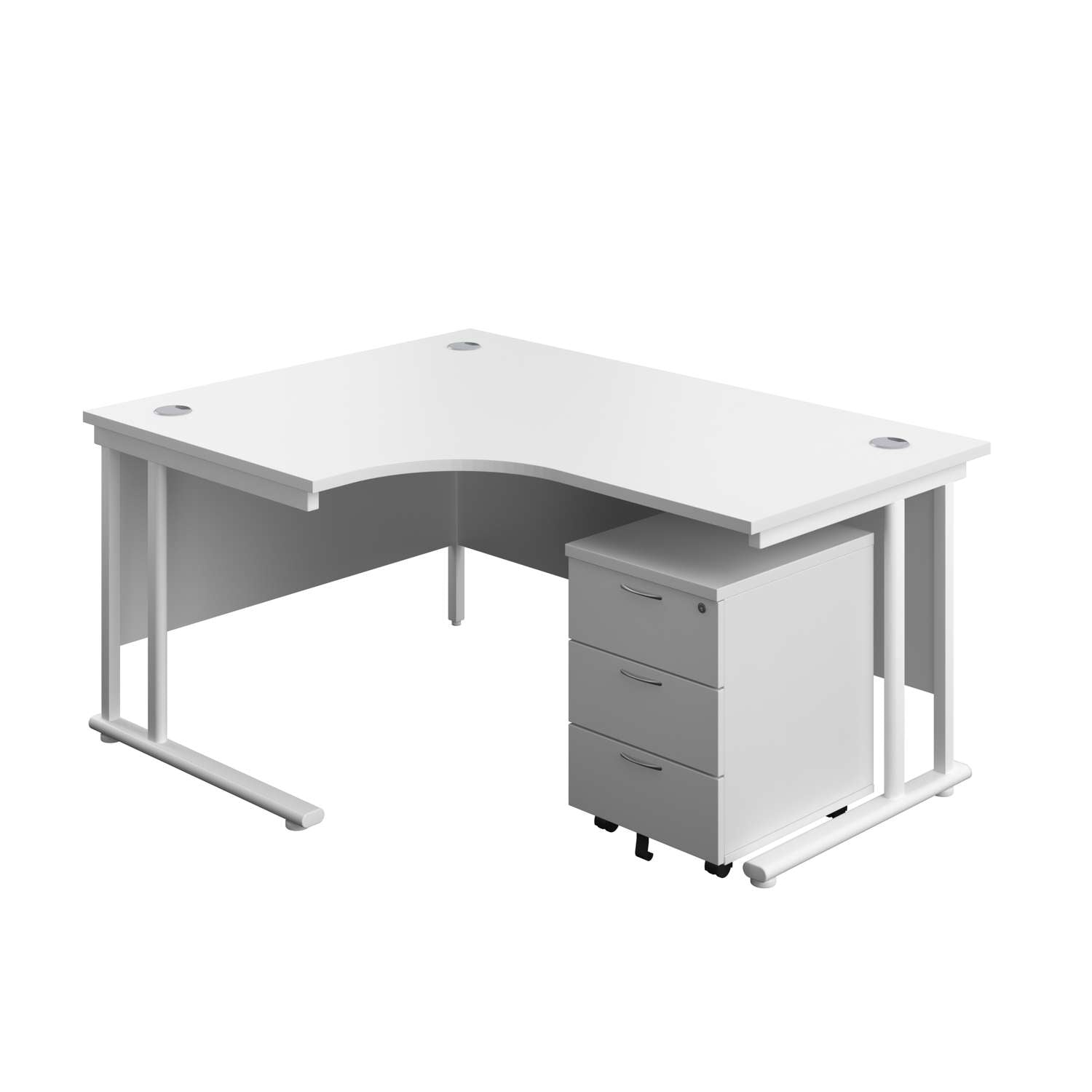 Twin Upright Left Hand Radial Desk + Mobile 3 Drawer Pedestal (FSC)