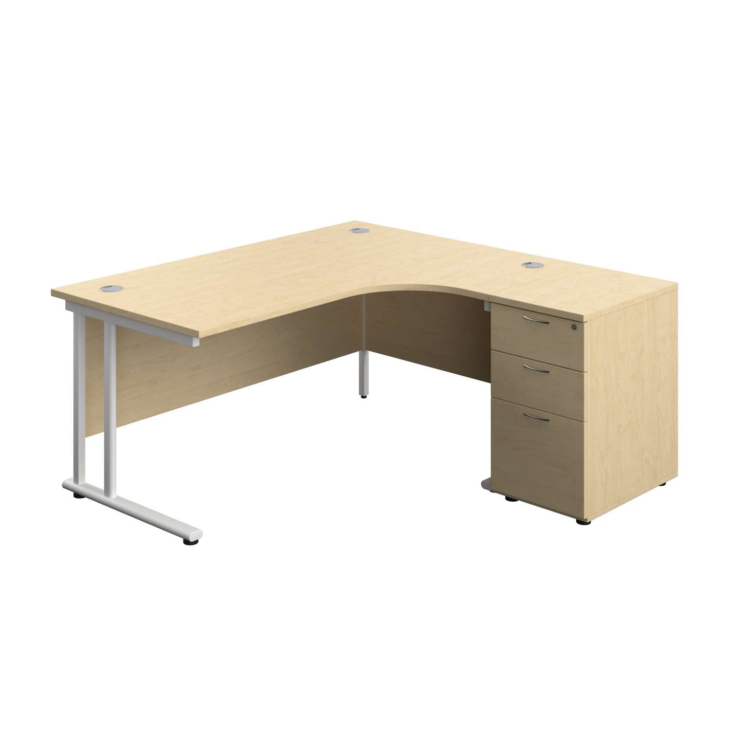 Twin Upright Right Hand Radial Desk + Desk High 3 Drawer Pedestal (FSC)