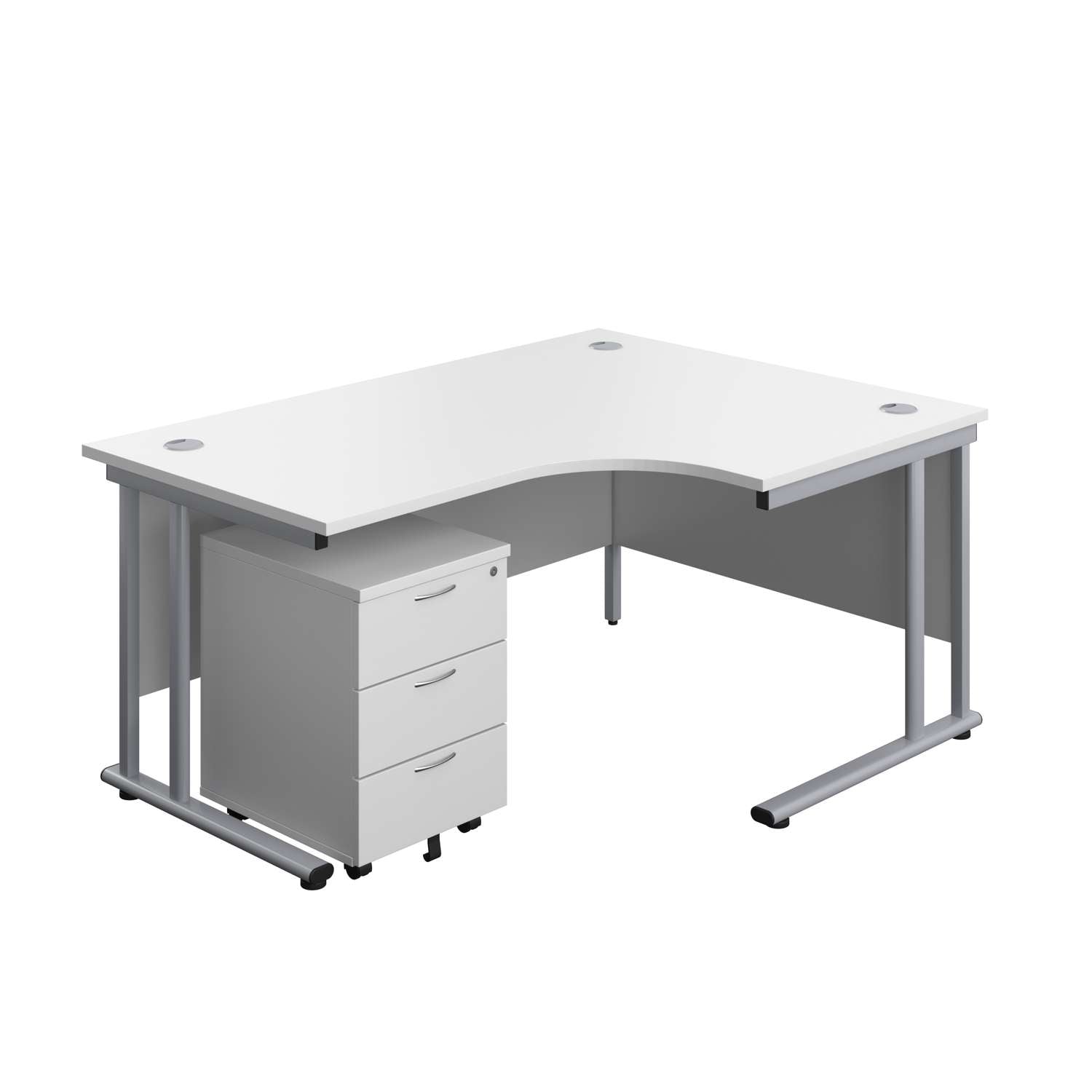 Twin Upright Right Hand Radial Desk + Mobile 3 Drawer Pedestal (FSC)