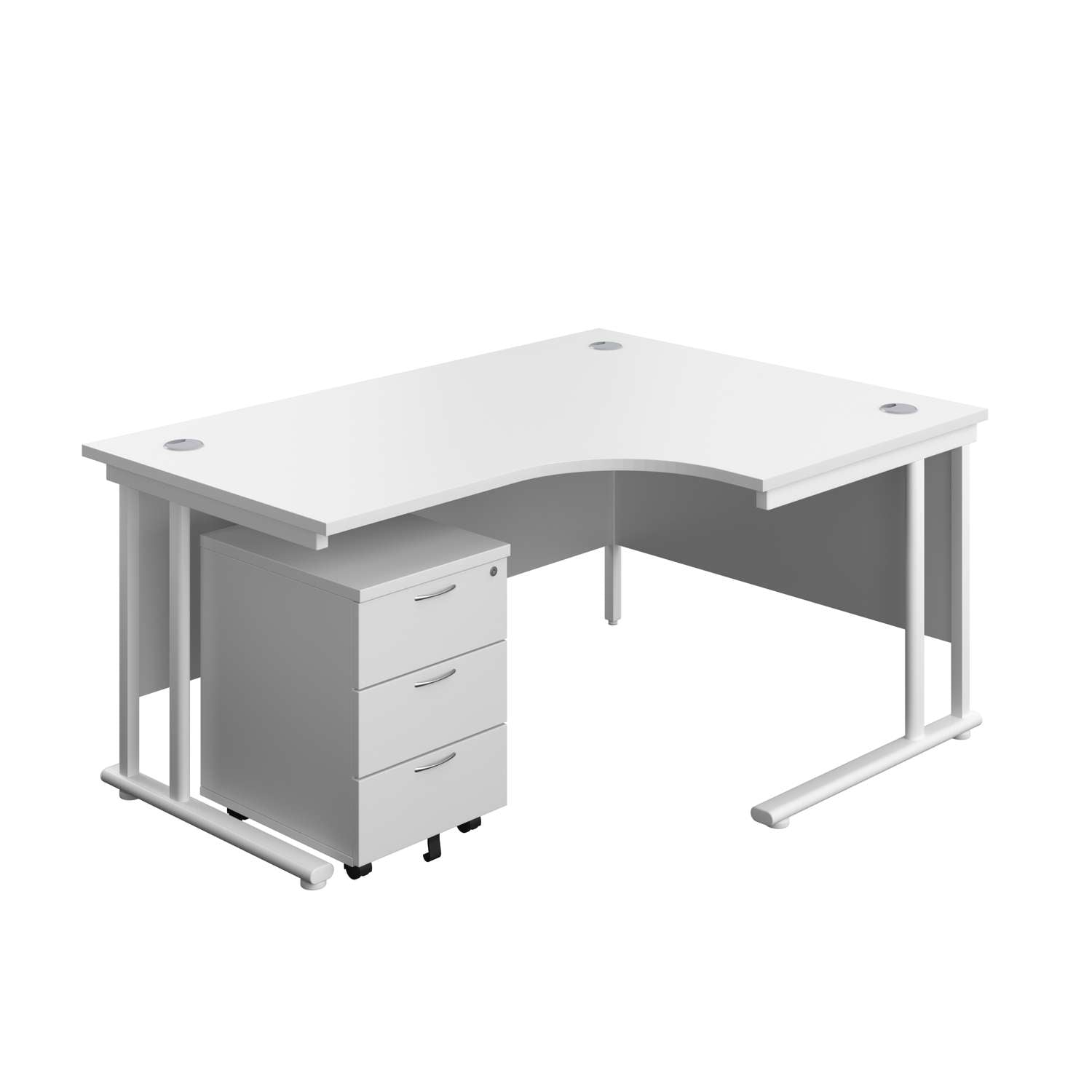 Twin Upright Right Hand Radial Desk + Mobile 3 Drawer Pedestal (FSC)