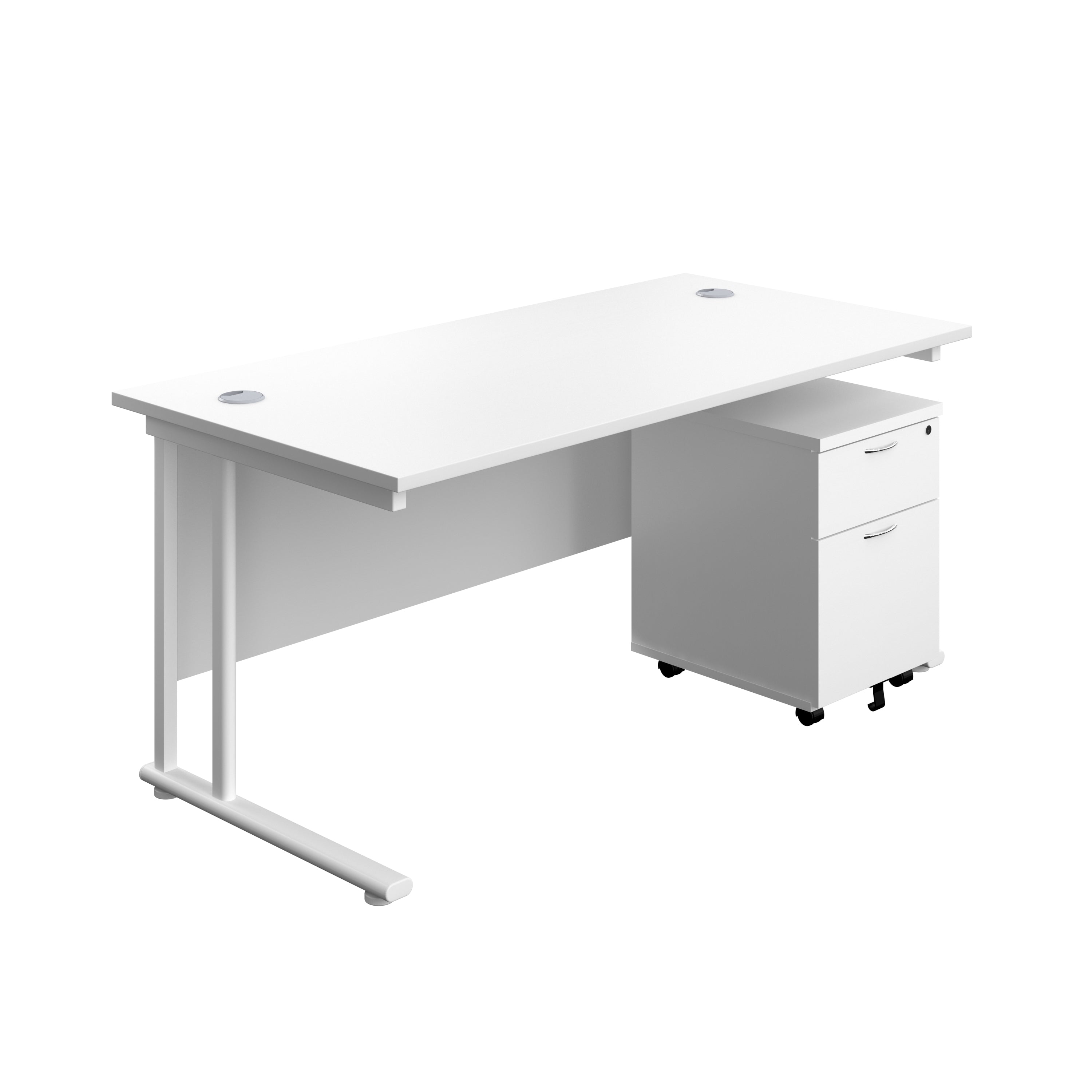 Twin Upright Rectangular Desk + Mobile 2 Drawer Pedestal (FSC) 800