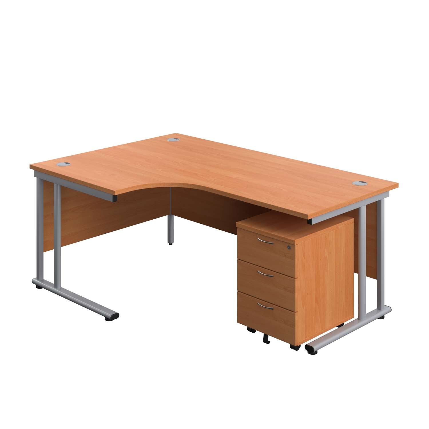 Twin Upright Left Hand Radial Desk + Mobile 3 Drawer Pedestal (FSC)