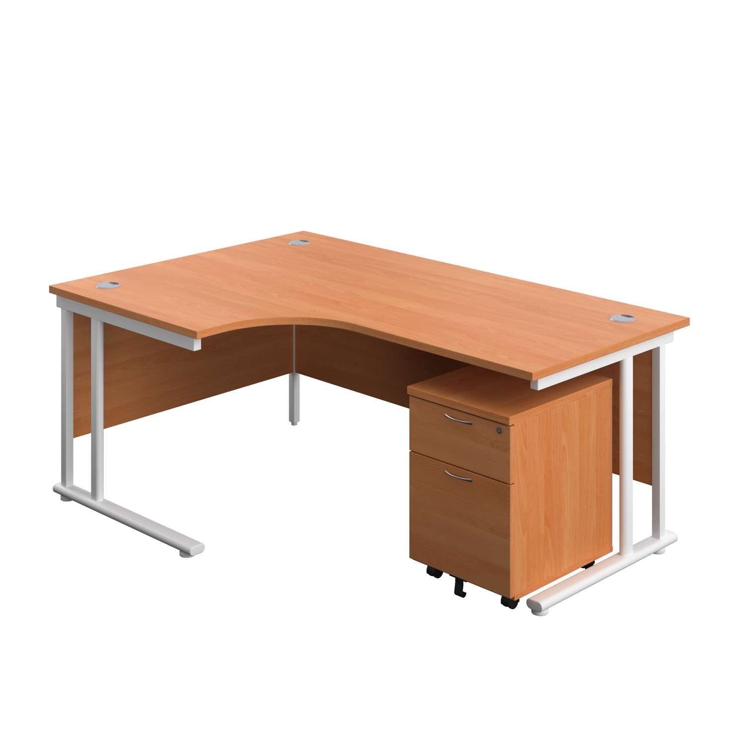 Twin Upright Left Hand Radial Desk + Mobile 2 Drawer Pedestal (FSC)