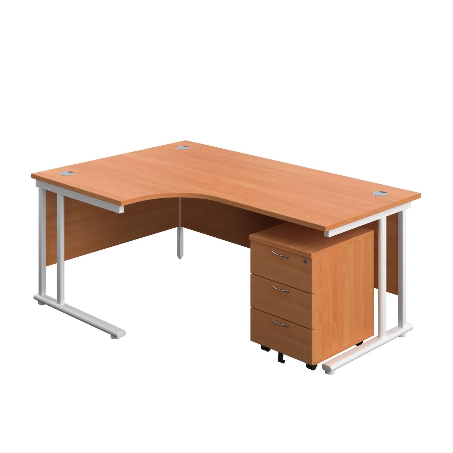 Twin Upright Left Hand Radial Desk + Mobile 3 Drawer Pedestal (FSC)