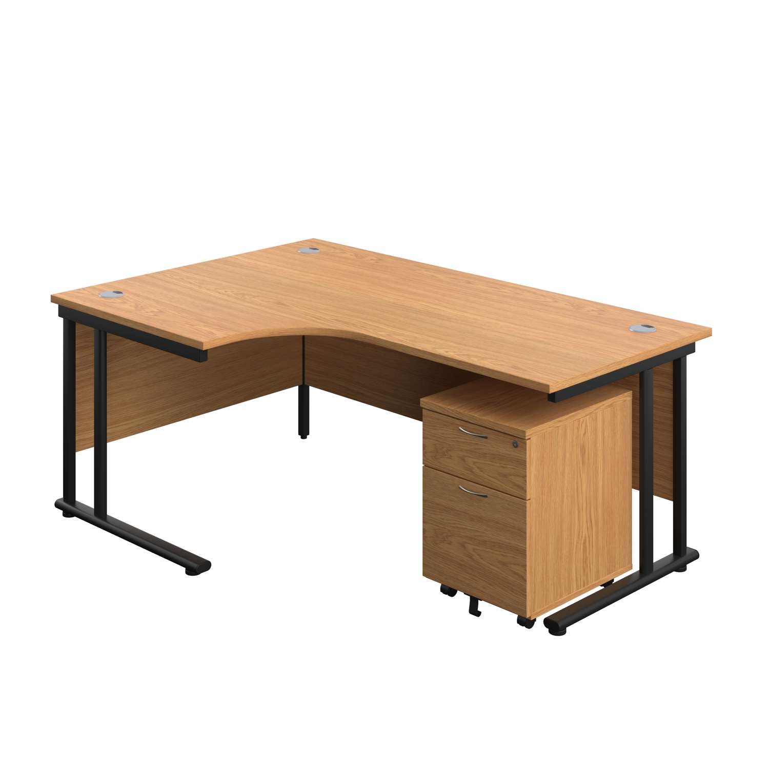 Twin Upright Left Hand Radial Desk + Mobile 2 Drawer Pedestal (FSC)