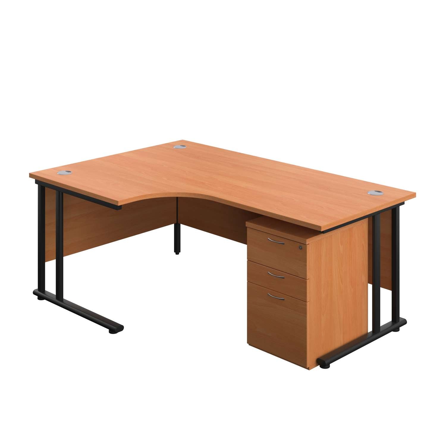 Twin Upright Left Hand Radial Desk + High Mobile Pedestal 3 Drawer (FSC)