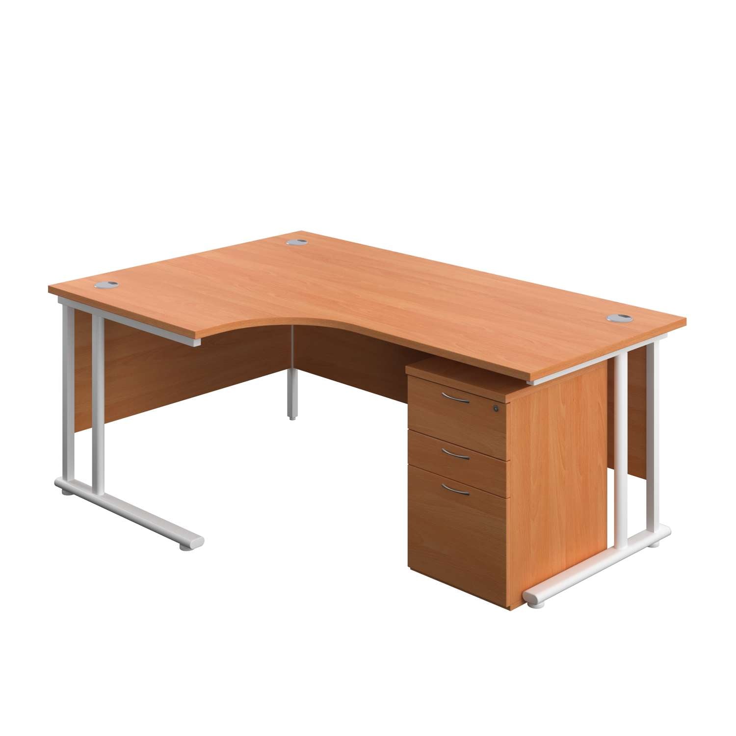 Twin Upright Left Hand Radial Desk + High Mobile Pedestal 3 Drawer (FSC)