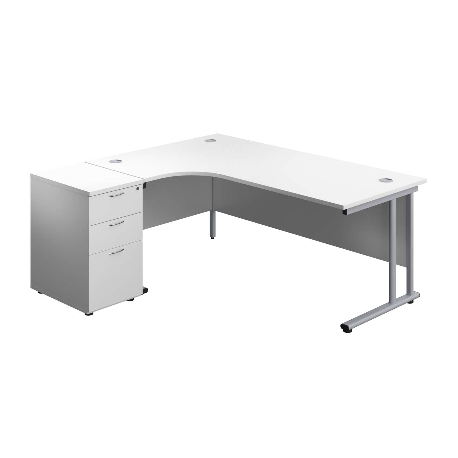 Twin Upright Left Hand Radial Desk + Desk High 3 Drawer Pedestal (FSC)