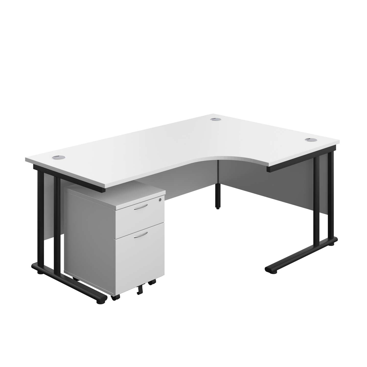 Twin Upright Right Hand Radial Desk + Mobile 2 Drawer Pedestal (FSC)