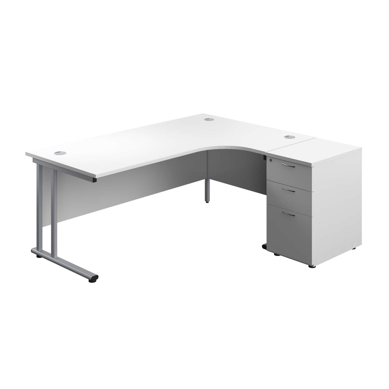 Twin Upright Right Hand Radial Desk + Desk High 3 Drawer Pedestal (FSC)