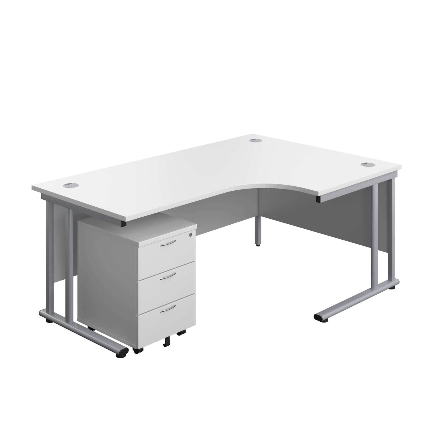 Twin Upright Right Hand Radial Desk + Mobile 3 Drawer Pedestal (FSC)