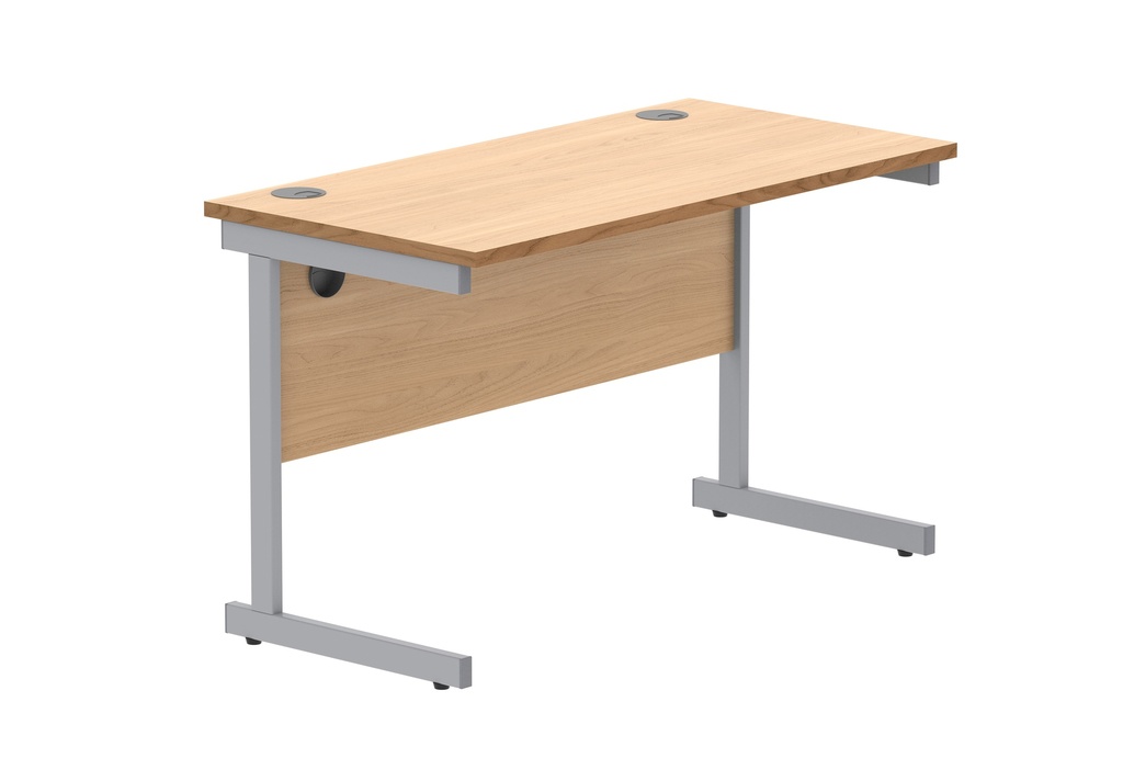Office Rectangular Desk With Steel Single Upright Cantilever Frame (Fsc) | 1200X600 | Norwegian Beech/Silver
